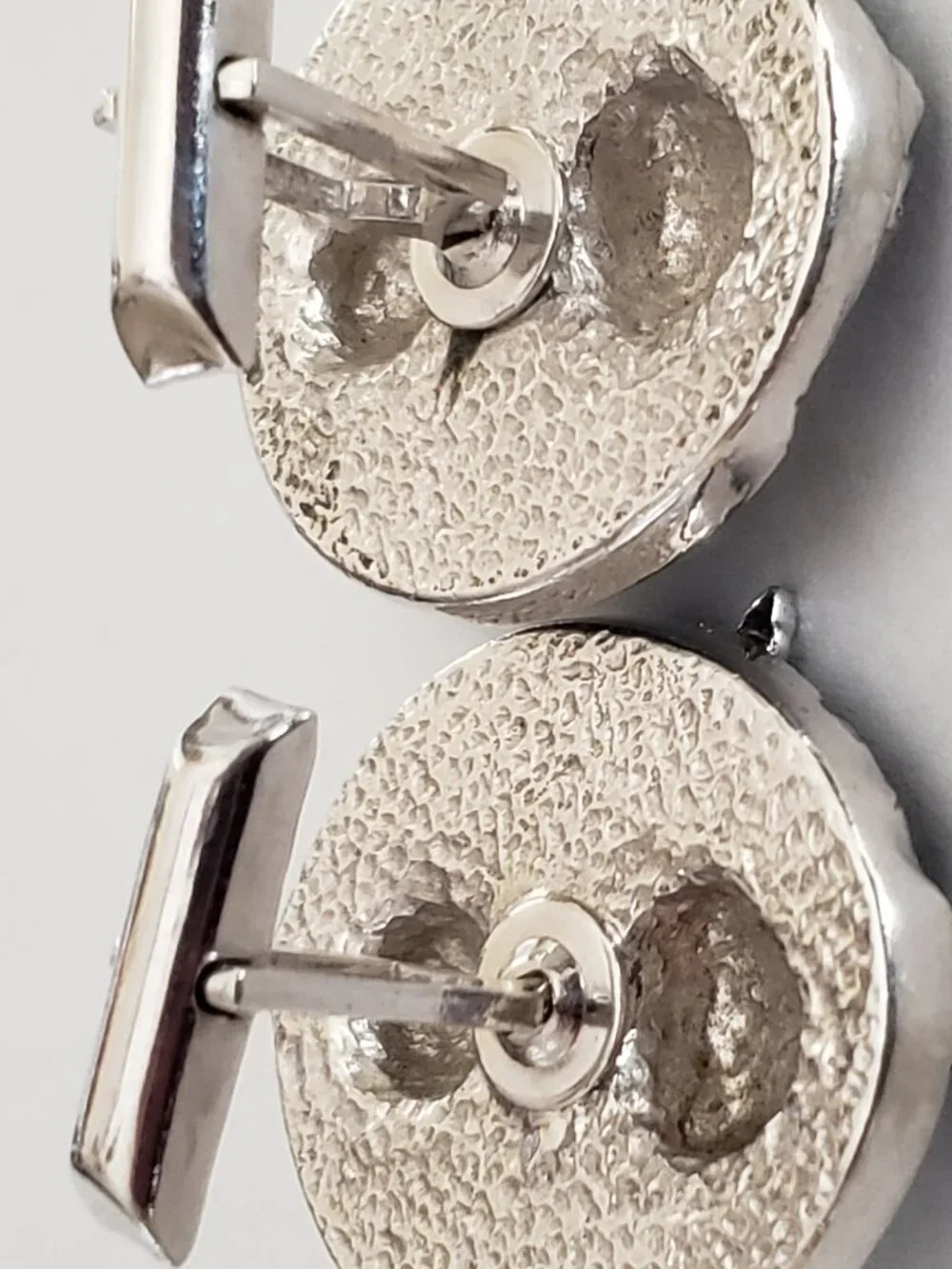Vintage SWANK Hindu Deity Goddess Asian Cuff Links Large Oval Silver Tone